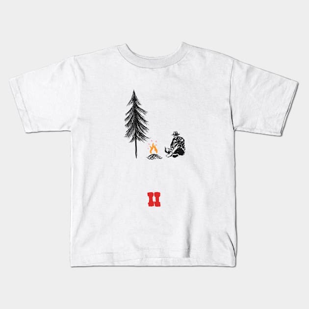 A Pine Campfire Kids T-Shirt by Vertei